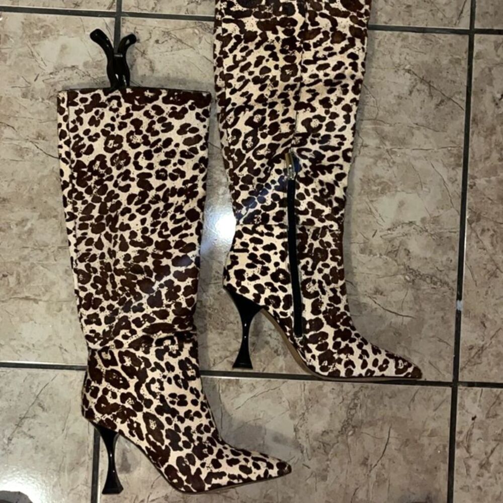 Vince Camuto Leopard/Cheetah Print High Knee Boot… - image 1
